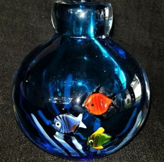 Exquisite Murano Italian Art Glass Aquarium Fish Bud Vase Paperweight