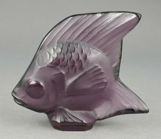 Fine Vtg Lalique France Art Glass Pet Purple Miniature Crystal Fish Sculpture