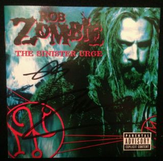 Rob Zombie Signed Autograph Cd Cover The Sinister Urge White