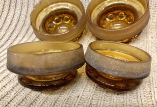 VINTAGE L.  E.  SMITH AMBER MOON & STARS CANISTER SET OF 4 GLASSWARE JARS 7