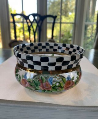 Vintage Mackenzie - Childs Handpainted Courtly Check Rose Candy Bowl.  1983.