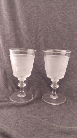 Antique Eapg Gillinder Glass Westward Ho Goblets