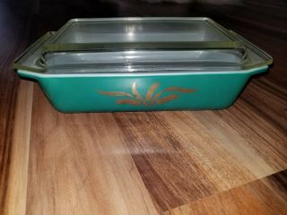 Vintage Pyrex Green Wheat Promotional Space Saver W/lid