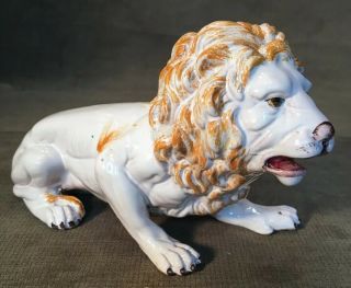 Vintage Terra Cotta Pottery Italy Lion Sculpture Hollywood Regency Mcm