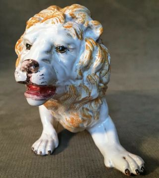 Vintage Terra Cotta Pottery Italy Lion Sculpture Hollywood Regency MCM 2