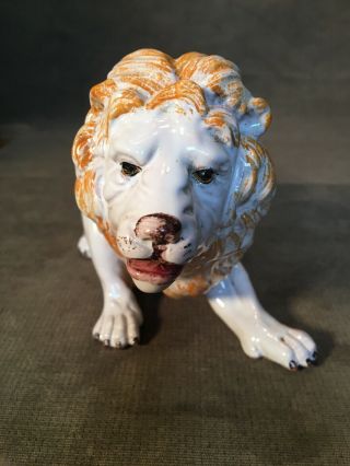 Vintage Terra Cotta Pottery Italy Lion Sculpture Hollywood Regency MCM 3