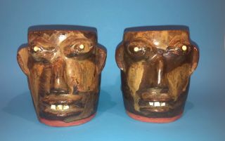 Walter Fleming Face Mugs Jug Catawba Valley Southern Folk Art Pottery Nc
