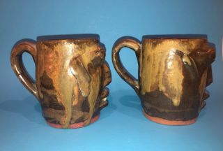 Walter Fleming Face Mugs jug Catawba Valley southern folk art pottery NC 3