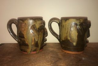 Walter Fleming Face Mugs jug Catawba Valley southern folk art pottery NC 4