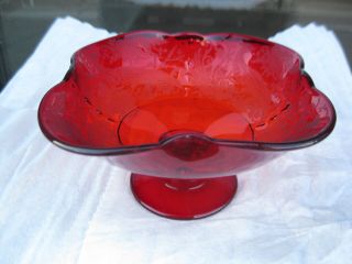 Paden City Glass Ruby Red Delilah Peacock Reverse Comport 2 Day