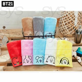 BTS BT21 Official Authentic Goods Bath Cotton Towel SET 6TYPE 40 x 80cm 6