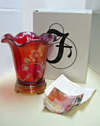 Fenton 100th Anniversary Founders Ruby Stretch Vase Signed Boxed Cv535 F6