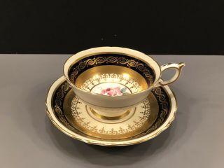 Vintage Paragon Double Warrant Tea Cup & Saucer Large Pink Rose Heavy Gold Gilt 2