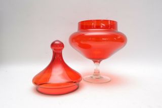 Red Mid Century Empoli Italian Art Glass Apothecary Jar / Bon Bon Jar 5