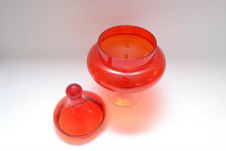Red Mid Century Empoli Italian Art Glass Apothecary Jar / Bon Bon Jar 6