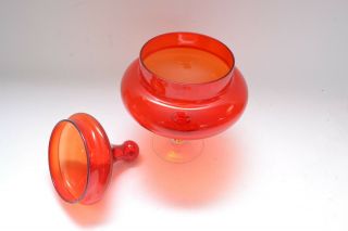 Red Mid Century Empoli Italian Art Glass Apothecary Jar / Bon Bon Jar 8