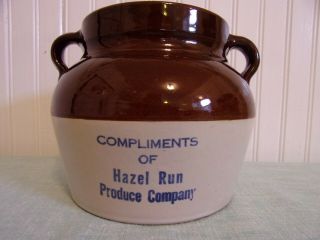 Vintage Red Wing Stoneware Advertising Bean Pot Hazel Run Minnesota Produce Co.