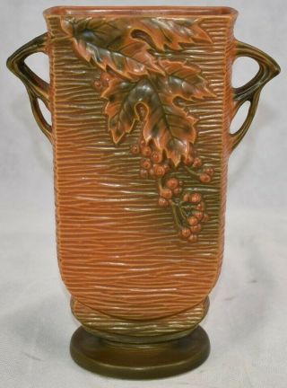 Vintage And Estate Fresh Roseville Pottery Bushberry Russet Ceramic Vase 36 - 9