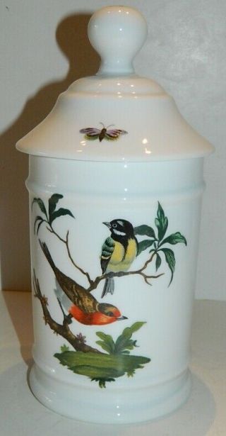 Raynaud Limoges Large Porcelain Apothecary Jar / Canister W/ Bird Decor