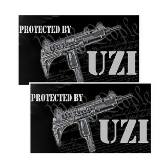 Protected By Uzi Decals Pack Of Two