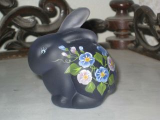 Fenton Art Glass Hp Purple Satin Bunny Rabbit Animal Figurine