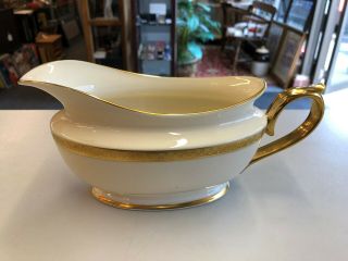 Lenox Haverford Hall Fine China Gravy Boat Gold Encrusted Trim Usa Made 7 " Wide