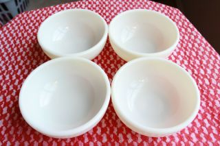 Set Of 4 Vintage Corning Wwii Military White Bowls Milk Glass Blower Logo