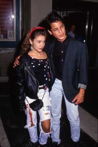 Alyssa Milano (15) Young Ripped Jeans Candid 35mm Transparency Slide Scott Bloom