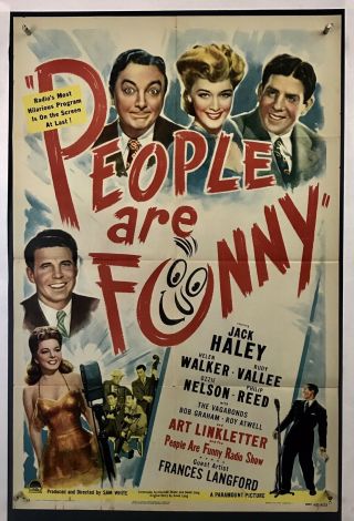 People Are Funny Movie Poster (verygood, ) One Sheet 1945 Jack Haley 3998