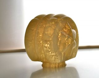 Vintage Art Deco glass table lamp light shade.  Star motif.  Marbled cream colour. 7