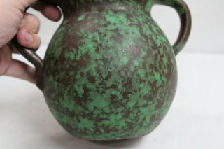 Arts Crafts Weller 2 Handled Green Coppertone Art Pottery Vase 8