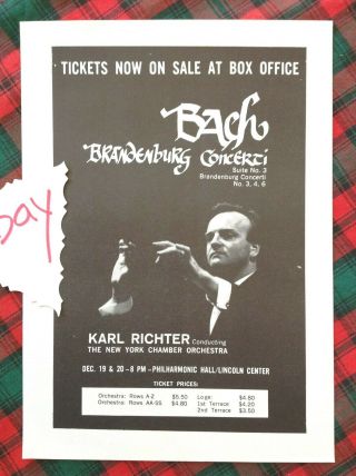 Karl Richter Bach Brandenberg Concerti York Chamber Orchestra Vgc Flyer