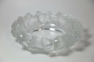 Lalique France Frosted Crystal Octopus Ashtray Bowl Cannes Pattern Signed