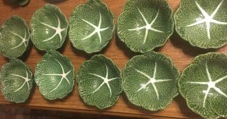 Set Of 10 Bordallo Pinheiro Portugal Green Cabbage Leaf Soup/cereal Bowl 6 - 1/2 "