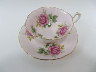 Paragon Teacup & Saucer Pink Large Roses Cabbage England Wide Mouth