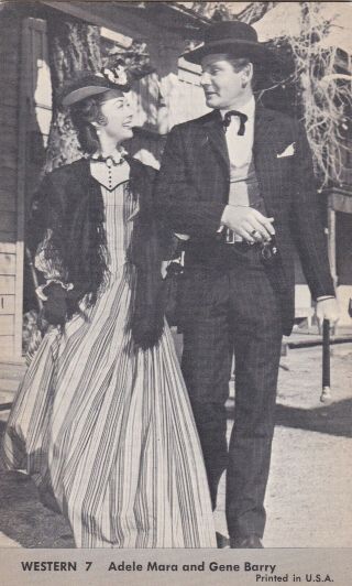 Adele Mara & Gene Barry " Bat Masterson " - Nu Card Western Tv 1959 Arcade/exhibit