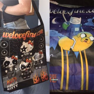 Adventure Time / Kiss Hello Kitty Swag Bag 2014 Sdcc Comic Con Large Tote