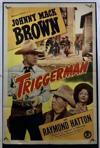 Triggerman Movie Poster (good) One Sheet 1948 Cowboy Western Johnny Brown 1850