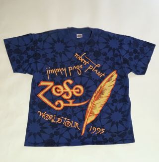 Vintage 1995 Jimmy Page / Robert Plant World Tour Concert T - Shirt