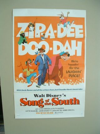 1972 Song Of The South Re - Release One Sheet Movie Poster Walt Disney Vintage