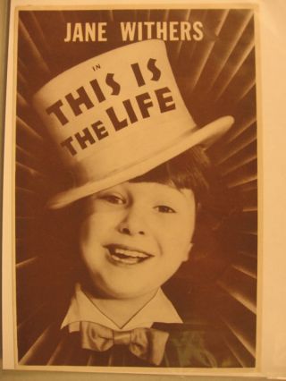 1935 Movie Herald Jane Withers In This Is The Life