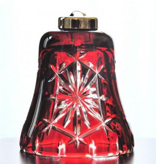 Waterford Cased Snow Crystals Ruby Red Cut To Clear Crystal Bell Ornament