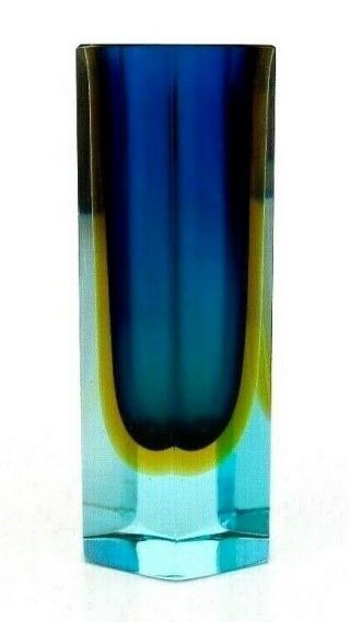 Ufo Space Age Murano Sommerso Submerged Block Vase Vibrant Turquoise