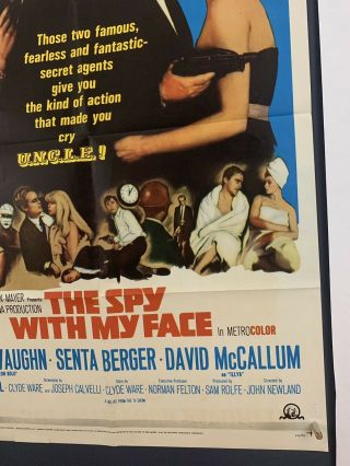 SPY WITH MY FACE Movie Poster (VG, ) One Sheet 1966 Folded Robert Vaughn 4323 4