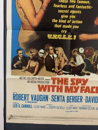 SPY WITH MY FACE Movie Poster (VG, ) One Sheet 1966 Folded Robert Vaughn 4323 5
