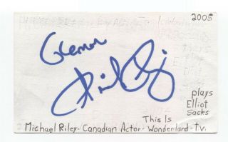 Michael Riley Signed 3x5 Index Card Autographed Signature Actor