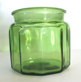 Set of 3 Vtg Glass Green Apothecary Canisters Jars with Lids 3 Sizes Retro MCM 6