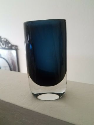 Mid Century Blue Sommerso Orrefors Crystal Art Glass Vase Nils Landberg 3953 - 2