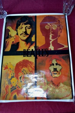 Vintage Beatles Poster Richard Avedon Psychedelic Lennon Mccartney Ex Cond.