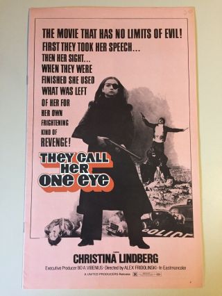 Vintage 1973 They Call Her One Eye Pressbook Adult Thriller Christina Lindberg